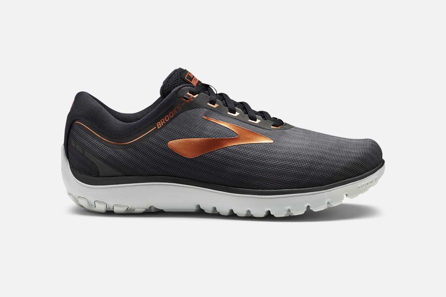 Mens Brooks PureFlow 7 Road Shoes Grey/Black/Copper | 580943-NUC